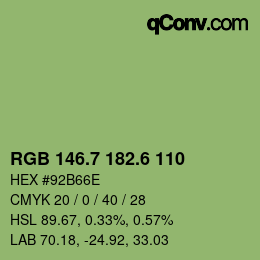 カラーコード: RGB 146.7 182.6 110 | qconv.com