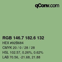 カラーコード: RGB 146.7 182.6 132 | qconv.com
