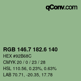 カラーコード: RGB 146.7 182.6 140 | qconv.com