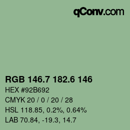 カラーコード: RGB 146.7 182.6 146 | qconv.com