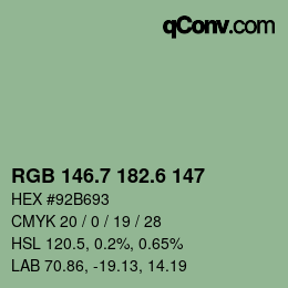 カラーコード: RGB 146.7 182.6 147 | qconv.com