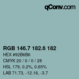 カラーコード: RGB 146.7 182.6 182 | qconv.com
