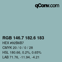 カラーコード: RGB 146.7 182.6 183 | qconv.com