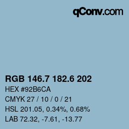 カラーコード: RGB 146.7 182.6 202 | qconv.com