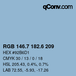 カラーコード: RGB 146.7 182.6 209 | qconv.com