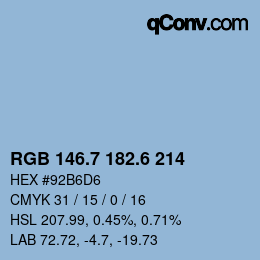 カラーコード: RGB 146.7 182.6 214 | qconv.com