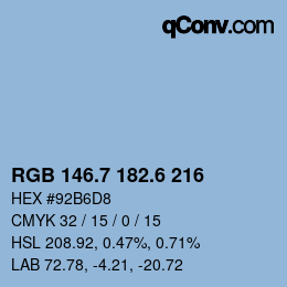カラーコード: RGB 146.7 182.6 216 | qconv.com