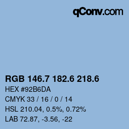 カラーコード: RGB 146.7 182.6 218.6 | qconv.com