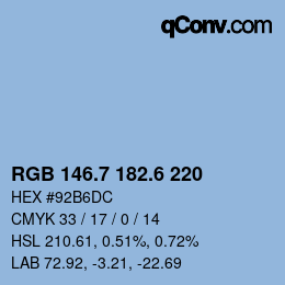 カラーコード: RGB 146.7 182.6 220 | qconv.com