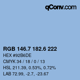 カラーコード: RGB 146.7 182.6 222 | qconv.com