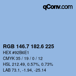 カラーコード: RGB 146.7 182.6 225 | qconv.com