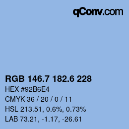 カラーコード: RGB 146.7 182.6 228 | qconv.com