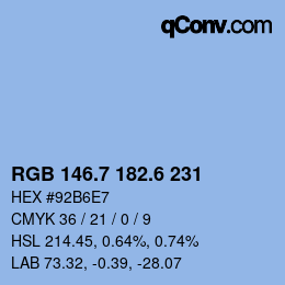 カラーコード: RGB 146.7 182.6 231 | qconv.com