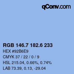 カラーコード: RGB 146.7 182.6 233 | qconv.com