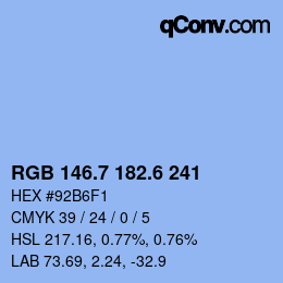 カラーコード: RGB 146.7 182.6 241 | qconv.com