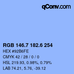 カラーコード: RGB 146.7 182.6 254 | qconv.com