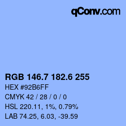 カラーコード: RGB 146.7 182.6 255 | qconv.com