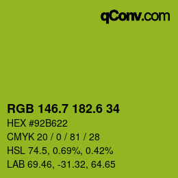 カラーコード: RGB 146.7 182.6 34 | qconv.com
