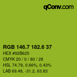カラーコード: RGB 146.7 182.6 37 | qconv.com