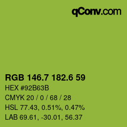カラーコード: RGB 146.7 182.6 59 | qconv.com