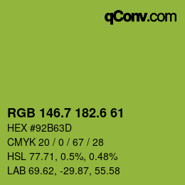 カラーコード: RGB 146.7 182.6 61 | qconv.com