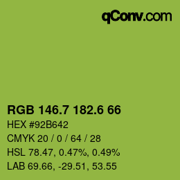 カラーコード: RGB 146.7 182.6 66 | qconv.com