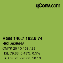 カラーコード: RGB 146.7 182.6 74 | qconv.com