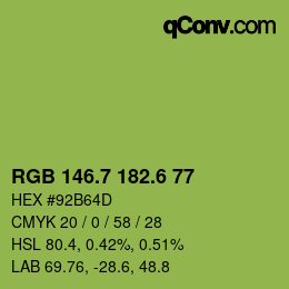 カラーコード: RGB 146.7 182.6 77 | qconv.com