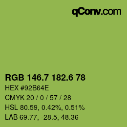 カラーコード: RGB 146.7 182.6 78 | qconv.com