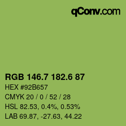カラーコード: RGB 146.7 182.6 87 | qconv.com