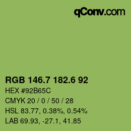 カラーコード: RGB 146.7 182.6 92 | qconv.com