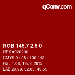 カラーコード: RGB 146.7 2.6 0 | qconv.com