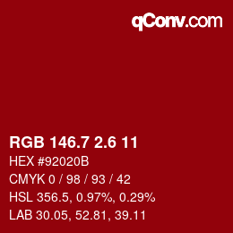 カラーコード: RGB 146.7 2.6 11 | qconv.com