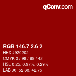 カラーコード: RGB 146.7 2.6 2 | qconv.com