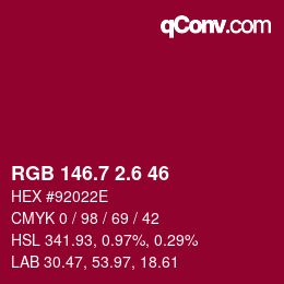 カラーコード: RGB 146.7 2.6 46 | qconv.com