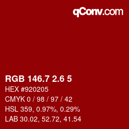 カラーコード: RGB 146.7 2.6 5 | qconv.com