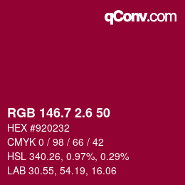 カラーコード: RGB 146.7 2.6 50 | qconv.com