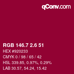 カラーコード: RGB 146.7 2.6 51 | qconv.com
