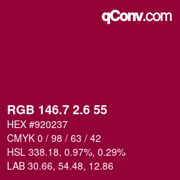 カラーコード: RGB 146.7 2.6 55 | qconv.com