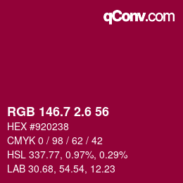 カラーコード: RGB 146.7 2.6 56 | qconv.com