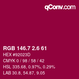 カラーコード: RGB 146.7 2.6 61 | qconv.com