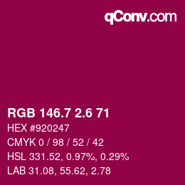 カラーコード: RGB 146.7 2.6 71 | qconv.com