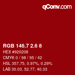 カラーコード: RGB 146.7 2.6 8 | qconv.com