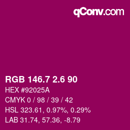 カラーコード: RGB 146.7 2.6 90 | qconv.com