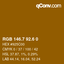 カラーコード: RGB 146.7 92.6 0 | qconv.com