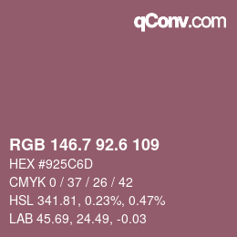 カラーコード: RGB 146.7 92.6 109 | qconv.com
