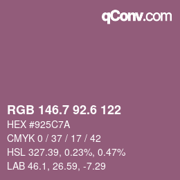 カラーコード: RGB 146.7 92.6 122 | qconv.com