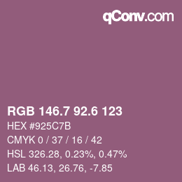 カラーコード: RGB 146.7 92.6 123 | qconv.com