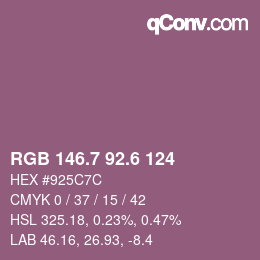 カラーコード: RGB 146.7 92.6 124 | qconv.com