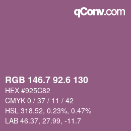 カラーコード: RGB 146.7 92.6 130 | qconv.com